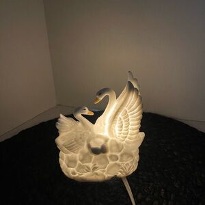Vintage Lefton White Swan Ceramic perfume Night Light